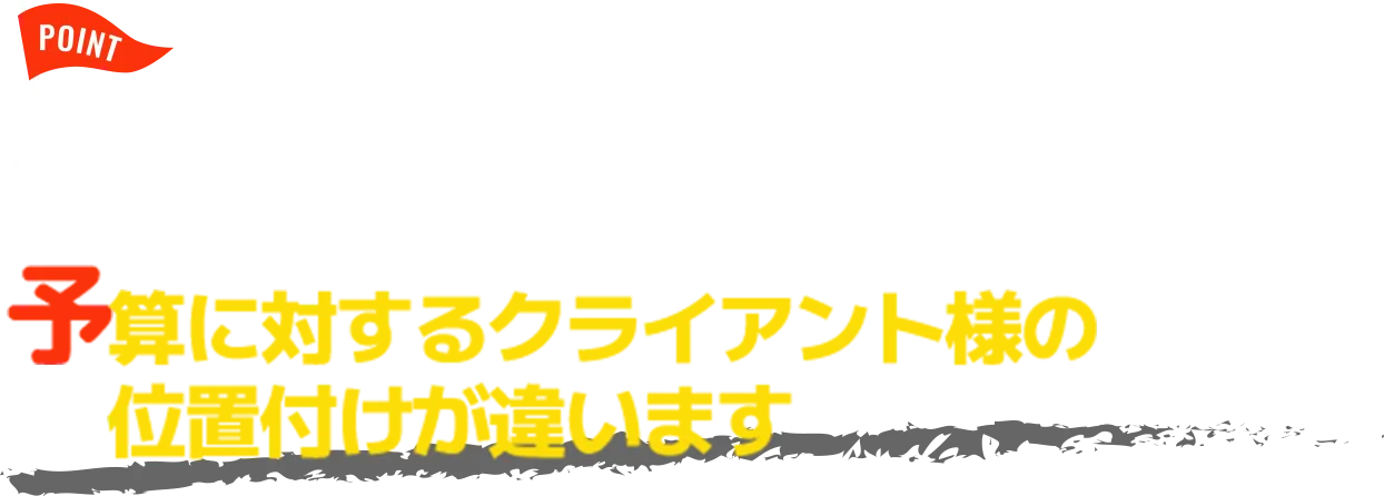 POINT 総宣アドにお任せください 予算に対するクライアント様の 位置付けが違います