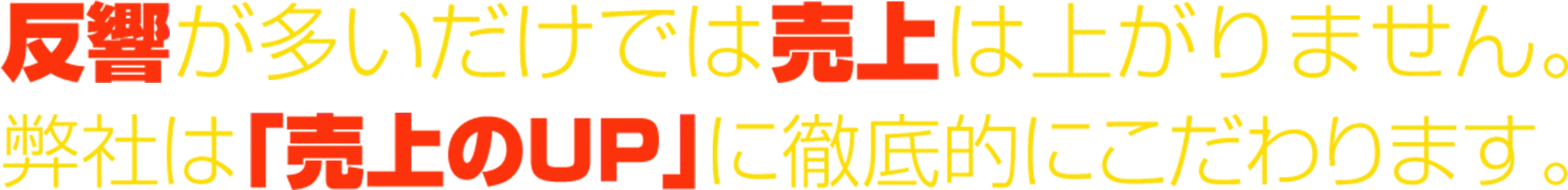反響が多いだけでは売上は上がりません。弊社は「売上のUP」に徹底的にこだわります。